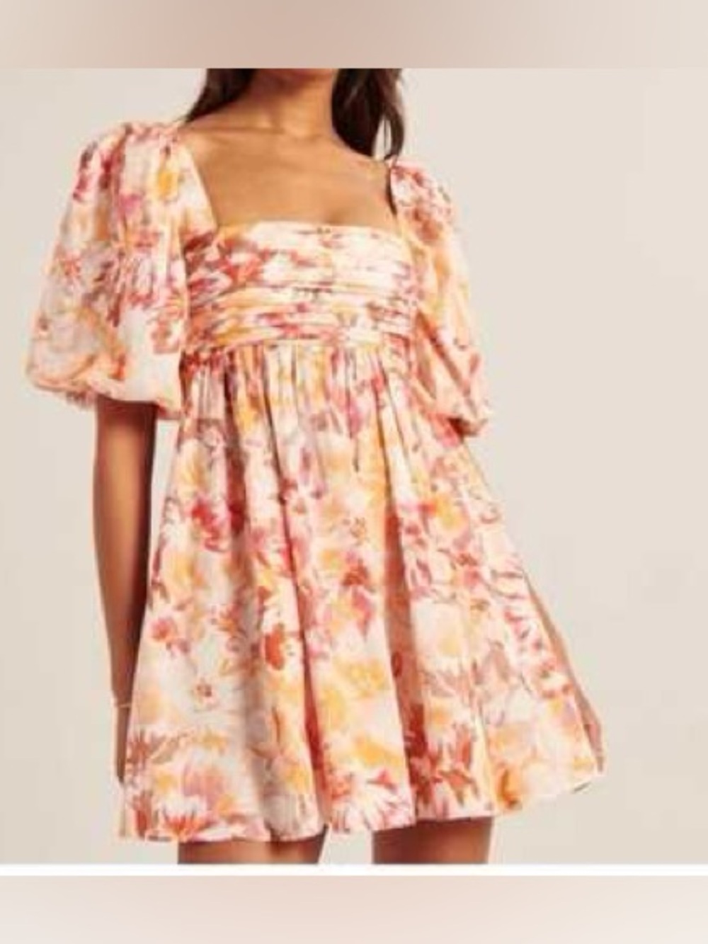 Abercrombie and Fitch Emerson Floral Puff Sleeve Dress Size Medium Tall